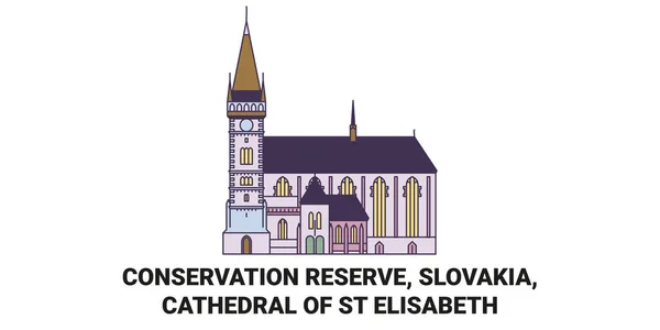 Slovaquie Cathédrale Sainte Elisabeth Illustration Vectorielle Ligne Voyage — Image vectorielle