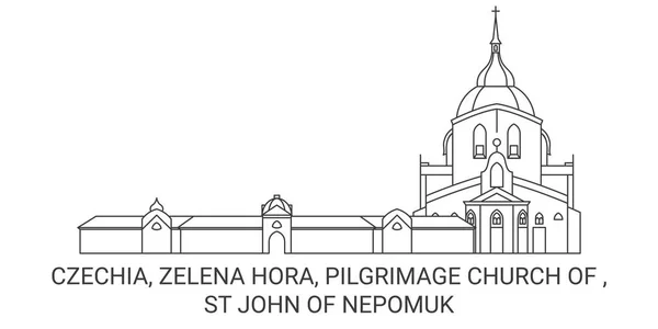 Çek Cumhuriyeti Zelena Hora John Nepomuk Hac Kilisesi Seyahat Çizgisi — Stok Vektör