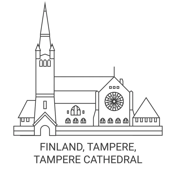 Finlande Tampere Cathédrale Tampere Illustration Vectorielle Ligne Voyage — Image vectorielle