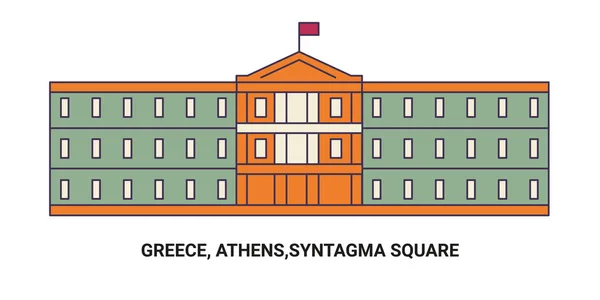 Greece Athens Syntagma Square Travel Landmark Line Vector Illustration — Stock Vector
