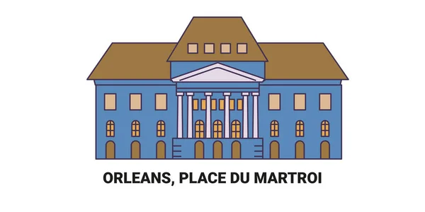 Frankrijk Orleans Place Martroi Illustratie Van Reisoriëntatielijn — Stockvector