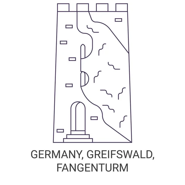 Germany Greifswald Fangenturm Travel Landmark Line Vector Illustration — Stock Vector