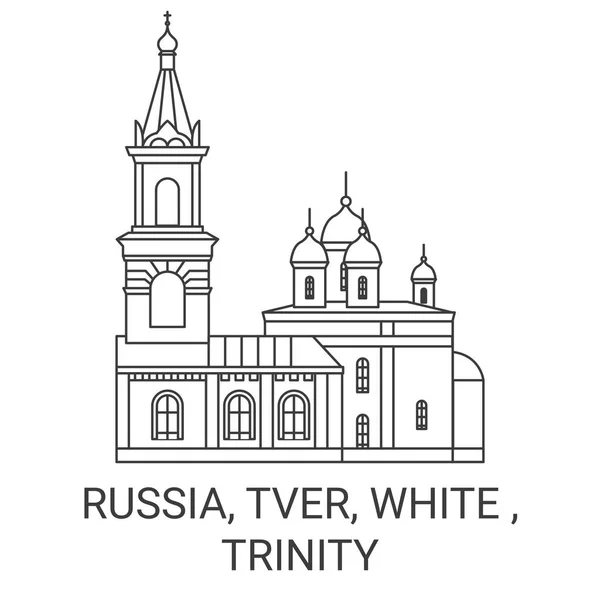 Russia Tver Bianco Trinity Viaggi Linea Riferimento Vettoriale Illustrazione — Vettoriale Stock