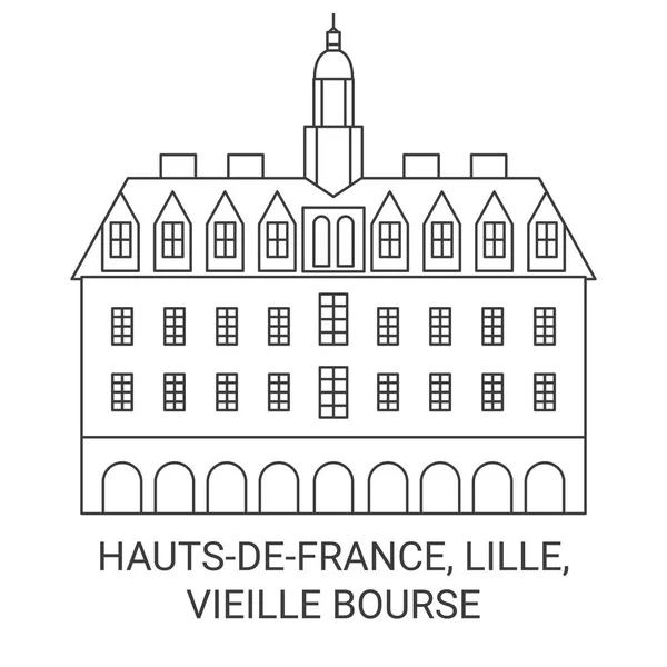 France Hautsdefrance Lille Vieille Bourse Voyages Illustration Vectorielle Ligne — Image vectorielle