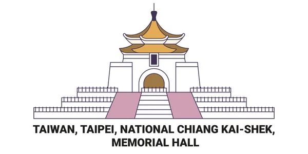 Taiwán Taipei Nacional Chiang Kaishek Memorial Hall Viaje Hito Línea — Vector de stock