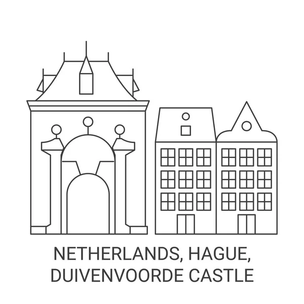 Paesi Bassi Aia Castello Duivenvoorde Immagini Vettoriali Riferimento Viaggio — Vettoriale Stock