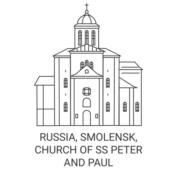 Rússia Smolensk Igreja São Pedro Paulo Viagem Marco Linha Vetor — Vetor de Stock