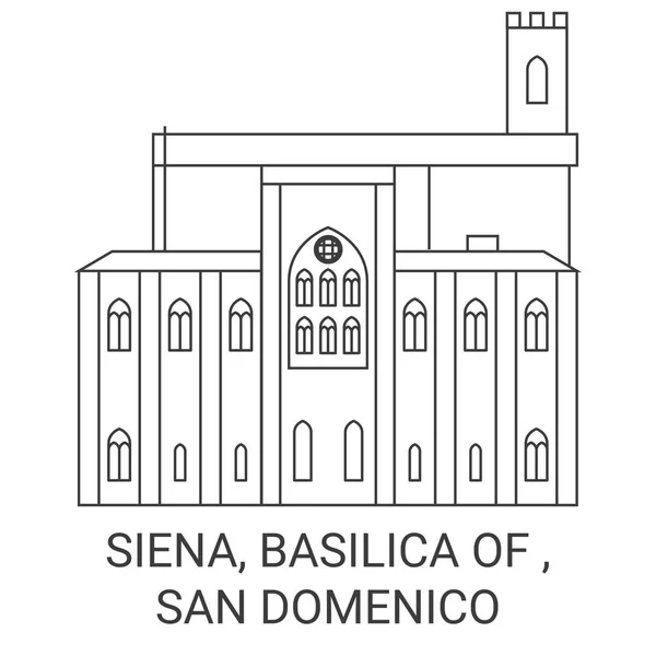 Italie Sienne Basilique San Domenico Voyages Illustration Vectorielle Ligne — Image vectorielle