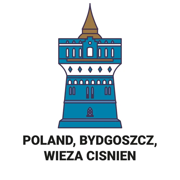 Polónia Bydgoszcz Wieza Cisnien Viagem Marco Ilustração Vetorial —  Vetores de Stock