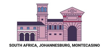 Güney Afrika, Johannesburg, Montecasino, seyahat çizgisi vektör ilüstrasyonu