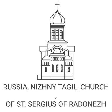 Rusya, Nizhny Tagil, Kilise, Radonezh 'den St. Sergius seyahat çizgisi illüstrasyonu