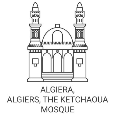 Cezayir, Cezayir, Ketchaoua Camii şehir simgesi çizim çizgisi çizimi