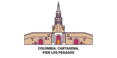 Kolombiya, Cartagena, Pier Los Pegasos seyahat çizgisi çizimi