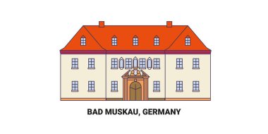 Almanya ve Bad Muskau seyahat çizgisi vektör ilüstrasyonu
