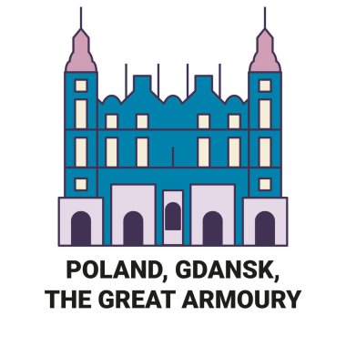 Polonya, Gdansk, Büyük Cephane Seyahat Hattı vektör çizimi