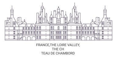 Fransa, Loire Vadisi, Chambord Şatosu seyahat çizgisi çizelgesi çizimi