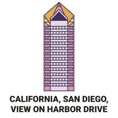 Amerika Birleşik Devletleri, Kaliforniya, San Diego, Harbor Drive 'a Seyahat Tarihi Çizgisi Çizgisi Çizelgesi Çizimi