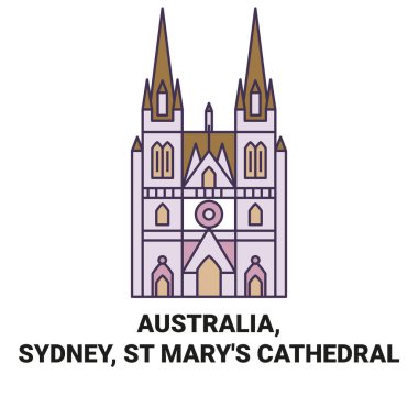 Avustralya, Sydney, St Marys Katedrali seyahat çizgisi vektör ilülasyonu
