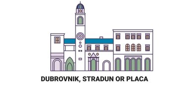 Croaita, Dubrovnik, Stradun veya Placa, seyahat çizgisi çizelgesi çizimi