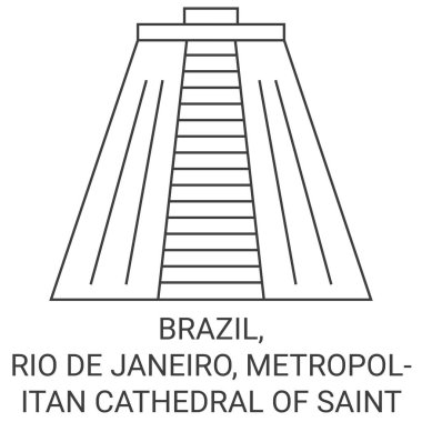 Brezilya, Rio De Janeiro, Saint Sebastian 'ın Metropolitan Katedrali seyahat çizgisi vektör ilüstrasyonu