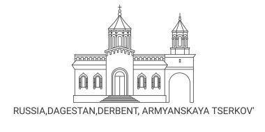 Rusya, Dağıstan, Derbent, Armyanskaya Çerkov, seyahat çizgisi çizelgesi çizimi