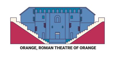 Fransa, Orange, Roma Orange Tiyatrosu, seyahat çizgisi vektör ilüstrasyonu