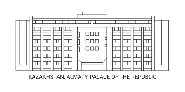 Kazakstan Almaty Palace Republiken Resor Landmärke Linje Vektor Illustration — Stock vektor