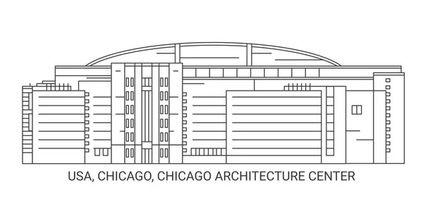 Usa Chicago Chicago Architecture Center Podróżować Punkt Orientacyjny Linia Wektor — Wektor stockowy