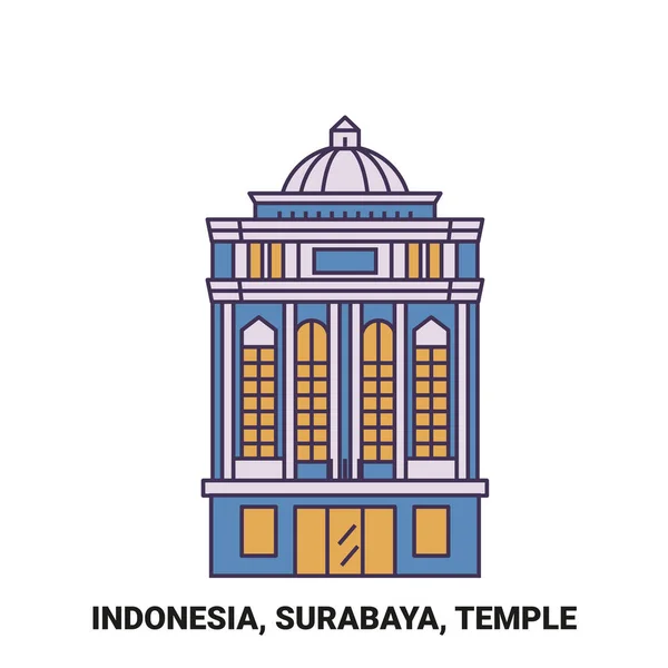 Indonesien Surabaya Reisen Landsmark Reise Meilenstein Linie Vektor Illustration — Stockvektor