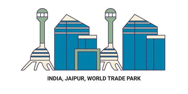 インド ジャイプール 世界貿易公園 旅行ランドマークラインベクトルイラスト — ストックベクタ