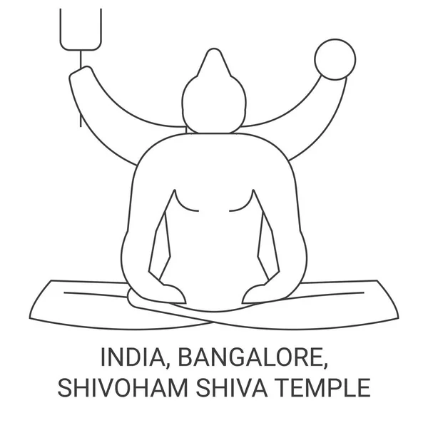 Hindistan Bangalore Shivoham Shiva Tapınağı Seyahat Çizgisi Çizelgesi Çizimi — Stok Vektör