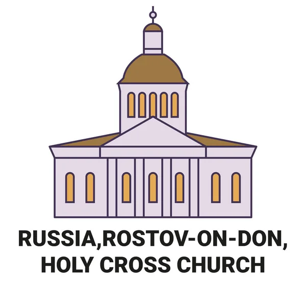 Ryssland Rostovondon Heliga Korsets Kyrka Resor Landmärke Linje Vektor Illustration — Stock vektor