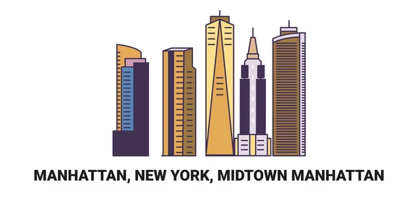Stany Zjednoczone Manhattan Nowy Jork Midtown Manhattan Podróże Punkt Orientacyjny — Wektor stockowy
