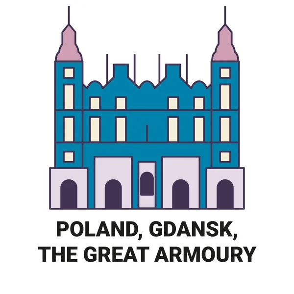 Polsko Gdaňsk Velká Zbrojnice Cestovní Orientační Linie Vektorové Ilustrace — Stockový vektor