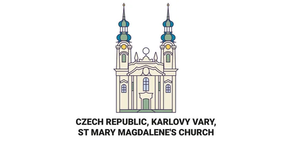 República Checa Karlovy Vary Igreja Santa Maria Madalena Viagens Marco — Vetor de Stock