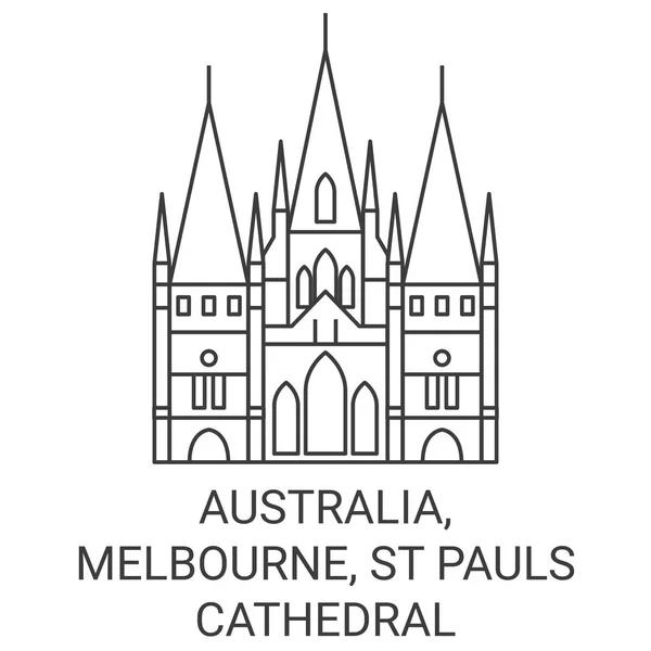 Australia Melbourne Pauls Catedral Viaje Hito Línea Vector Ilustración — Archivo Imágenes Vectoriales