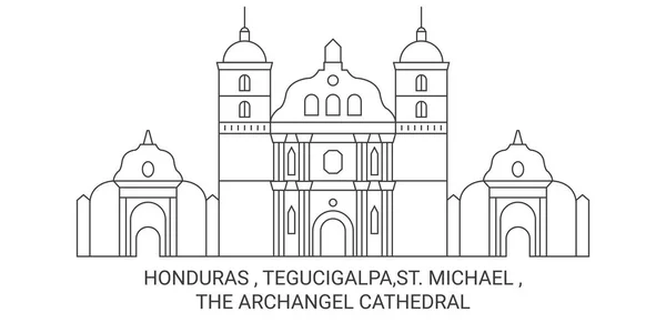 Honduras Tegucigalpa Michael Archanioł Katedra Podróży Punkt Orientacyjny Linii Wektor — Wektor stockowy