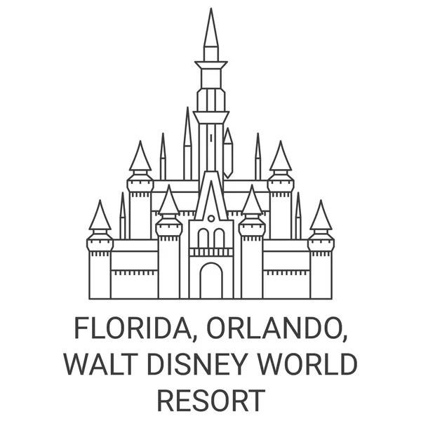 États Unis Floride Orlando Walt Disney World Resort Voyages Illustration — Image vectorielle