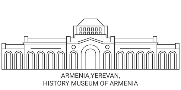 アルメニア エレバン アルメニア歴史博物館旅行のランドマークラインベクトルイラスト — ストックベクタ