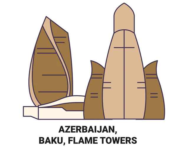 Azerbajdzjan Baku Flame Towers Resa Landmärke Linje Vektor Illustration — Stock vektor