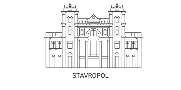 Rússia Stavropol Viagem Marco Linha Vetor Ilustração —  Vetores de Stock