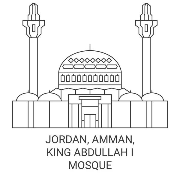 Giordania Amman Abdullah Moschea Viaggi Pietra Miliare Linea Vettoriale Illustrazione — Vettoriale Stock