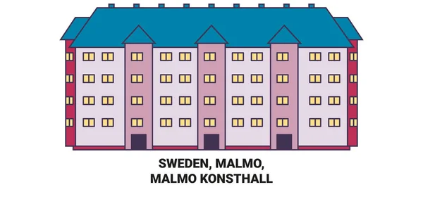 Швеция Мальмо Мальмо Konsthall Путешествия Ориентир Вектор Иллюстрации — стоковый вектор