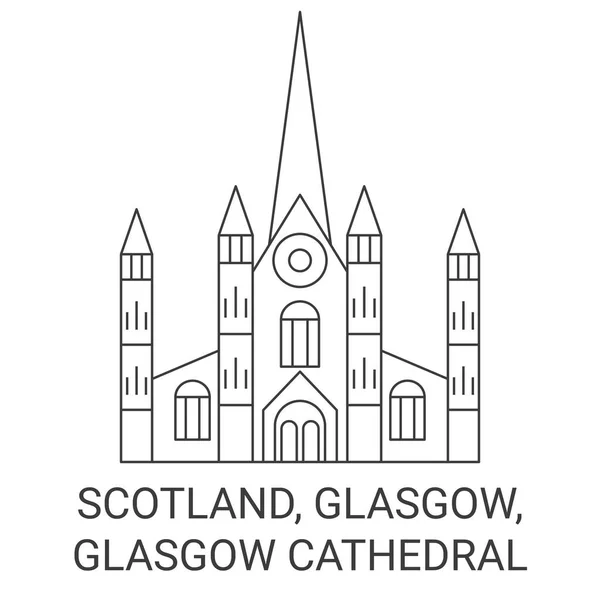 Skottland Glasgow Glasgow Cathedral Resa Landmärke Linje Vektor Illustration — Stock vektor