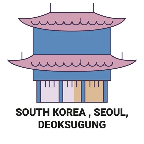 Republika Korei Seul Deoksugung Podróży Punkt Orientacyjny Linia Wektor Ilustracja — Wektor stockowy