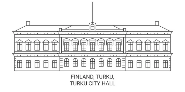 Finlande Turku Turku Hôtel Ville Illustration Vectorielle Ligne Voyage Historique — Image vectorielle