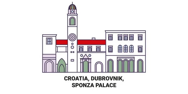 Croatia Dubrovnik Sponza Palace Travel Landmark Line Vector Illustration — Stock Vector