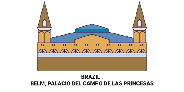 Brasil Belm Palacio Del Campo Las Princesas Recorrido Hito Línea — Vector de stock
