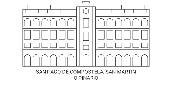 Espanha Santiago Compostela San Martin Pinario Viagem Marco Ilustração Vetorial —  Vetores de Stock