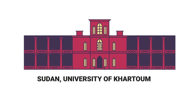 Soudan Université Khartoum Illustration Vectorielle Ligne Repère Voyage — Image vectorielle